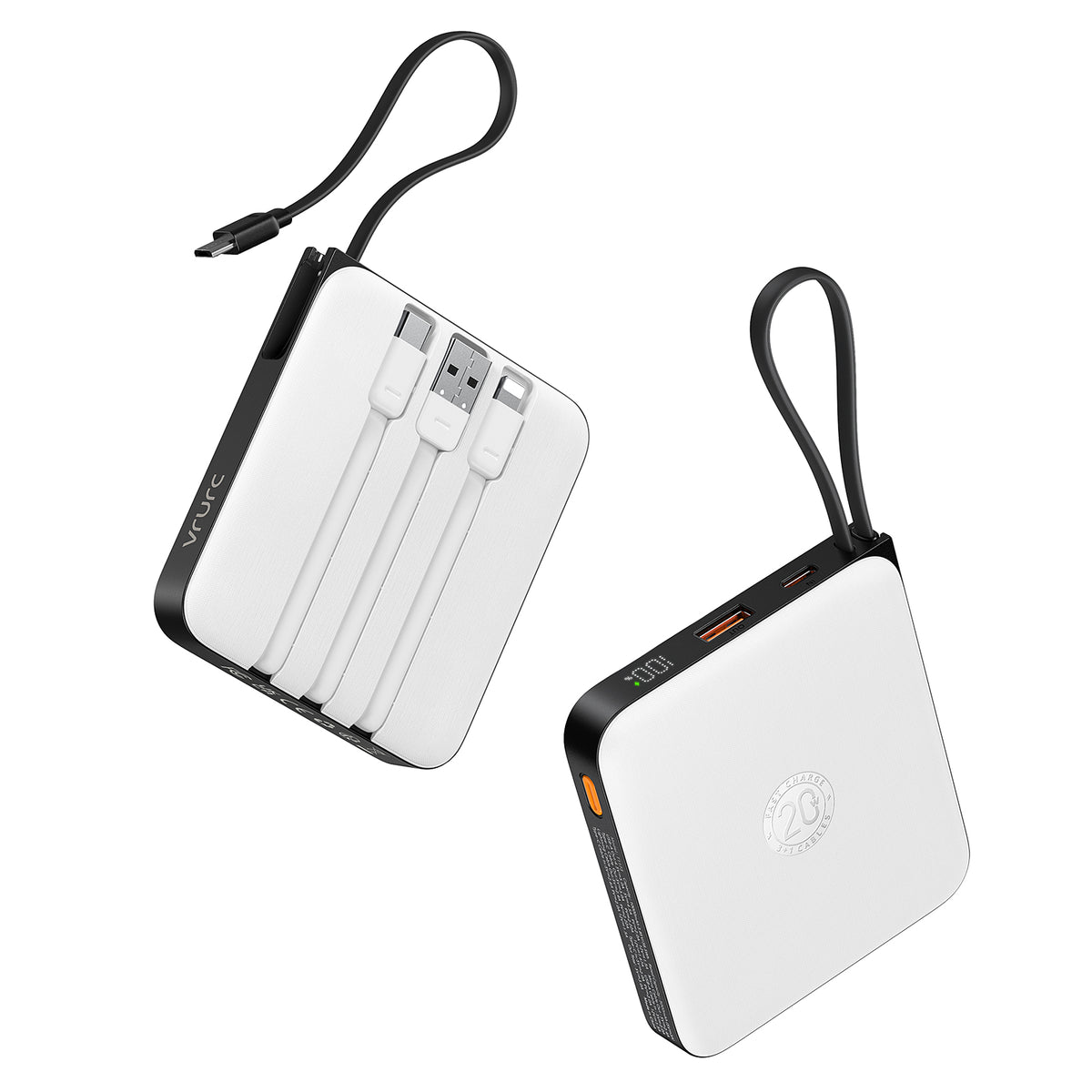 Portable Charger with Built-in Cable, 10000mAh 22.5W Fast Charging USB C Battery Pack