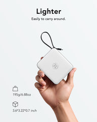 Portable Charger with Built-in Cable, 10000mAh 22.5W Fast Charging USB C Battery Pack
