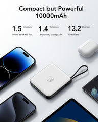 Portable Charger with Built-in Cable, 10000mAh 22.5W Fast Charging USB C Battery Pack