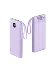 10000mAh Power Bank Built in Cables for iPhone, Slim Compact Travel Essentail, 5 Outputs 2 Inputs USB C Battery Pack