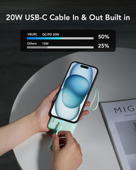 10000mAh Built-in Cables Fast Charging Power Bank with 4 Output & 2 Input