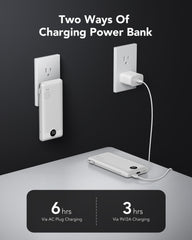 Slim Portable Charger with Wall Plug, 10000mAh Portable Charger Built in Cables