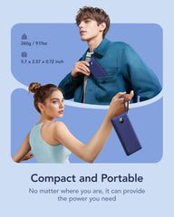 10000mAh Power Bank Built in Cables for iPhone, Slim Compact Travel Essentail, 5 Outputs 2 Inputs USB C Battery Pack