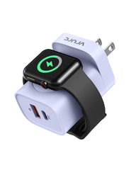 VRURC Dual Ports Plug with Magnetic Wireless iWatch Charger - Purple