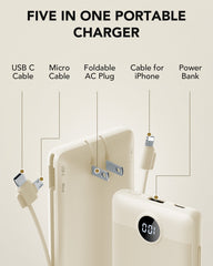 10,000mAh Built-in Cables & AC Plug Power Bank
