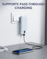 10,000mAh 22.5W Power Bank, Built-in Cables & AC Plug, 5-in-1