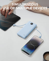 10,000mAh 22.5W Power Bank, Built-in Cables & AC Plug, 5-in-1