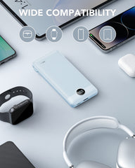 10,000mAh 22.5W Power Bank, Built-in Cables & AC Plug, 5-in-1