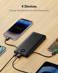 10,000mAh 22.5W Power Bank, Built-in Cables & AC Plug, 5-in-1