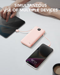 10,000mAh 22.5W Power Bank, Built-in Cables & AC Plug, 5-in-1