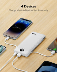 10,000mAh 22.5W Power Bank, Built-in Cables & AC Plug, 5-in-1