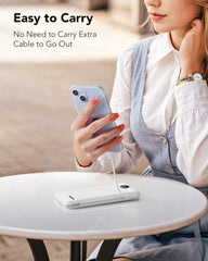 10,000mAh 22.5W Power Bank, Built-in Cables & AC Plug, 5-in-1