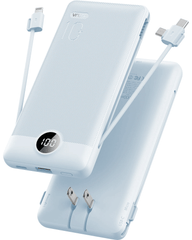 VRURC T01 Portable Charger Built-in Cables and AC Wall Plug - Blue