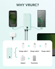 10,000mAh Built-in Cables & AC Plug Power Bank