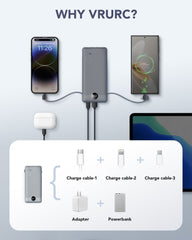 10,000mAh Built-in Cables & AC Plug Power Bank