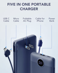 10,000mAh Built-in Cables & AC Plug Power Bank
