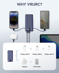10,000mAh Built-in Cables & AC Plug Power Bank