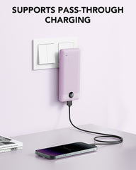10,000mAh 22.5W Power Bank, Built-in Cables & AC Plug, 5-in-1