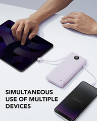 10,000mAh 22.5W Power Bank, Built-in Cables & AC Plug, 5-in-1