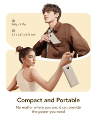 10,000mAh 5-Output/2-Input Built-in-Cable Power Bank