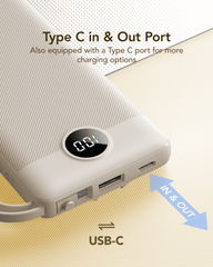 10,000mAh 5-Output/2-Input Built-in-Cable Power Bank