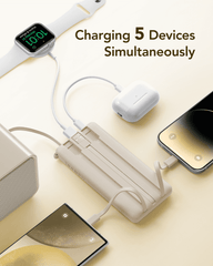 10,000mAh 5-Output/2-Input Built-in-Cable Power Bank