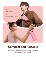 10,000mAh 5-Output/2-Input Built-in-Cable Power Bank