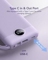 10,000mAh 5-Output/2-Input Built-in-Cable Power Bank