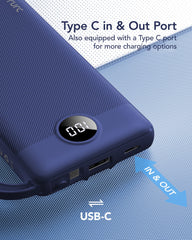 10,000mAh 5-Output/2-Input Built-in-Cable Power Bank