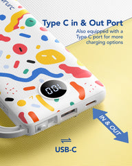 10,000mAh 5-Output/2-Input Built-in-Cable Power Bank