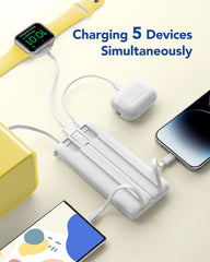 10,000mAh 5-Output/2-Input Built-in-Cable Power Bank