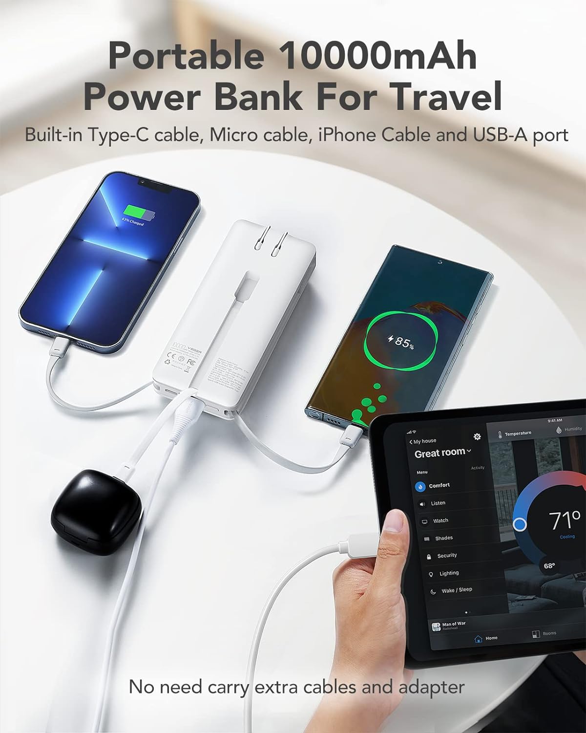 T1159 10000mAh Power Bank for Travel