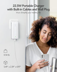 T1159 22.5W Portable Charger with Built-in Cables and Wall Plug
