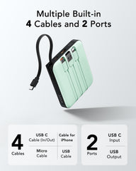 10,000mAh 22.5W 4 Built-in Cables Power Bank