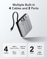 10,000mAh 22.5W 4 Built-in Cables Power Bank