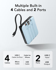 10,000mAh 22.5W 4 Built-in Cables Power Bank