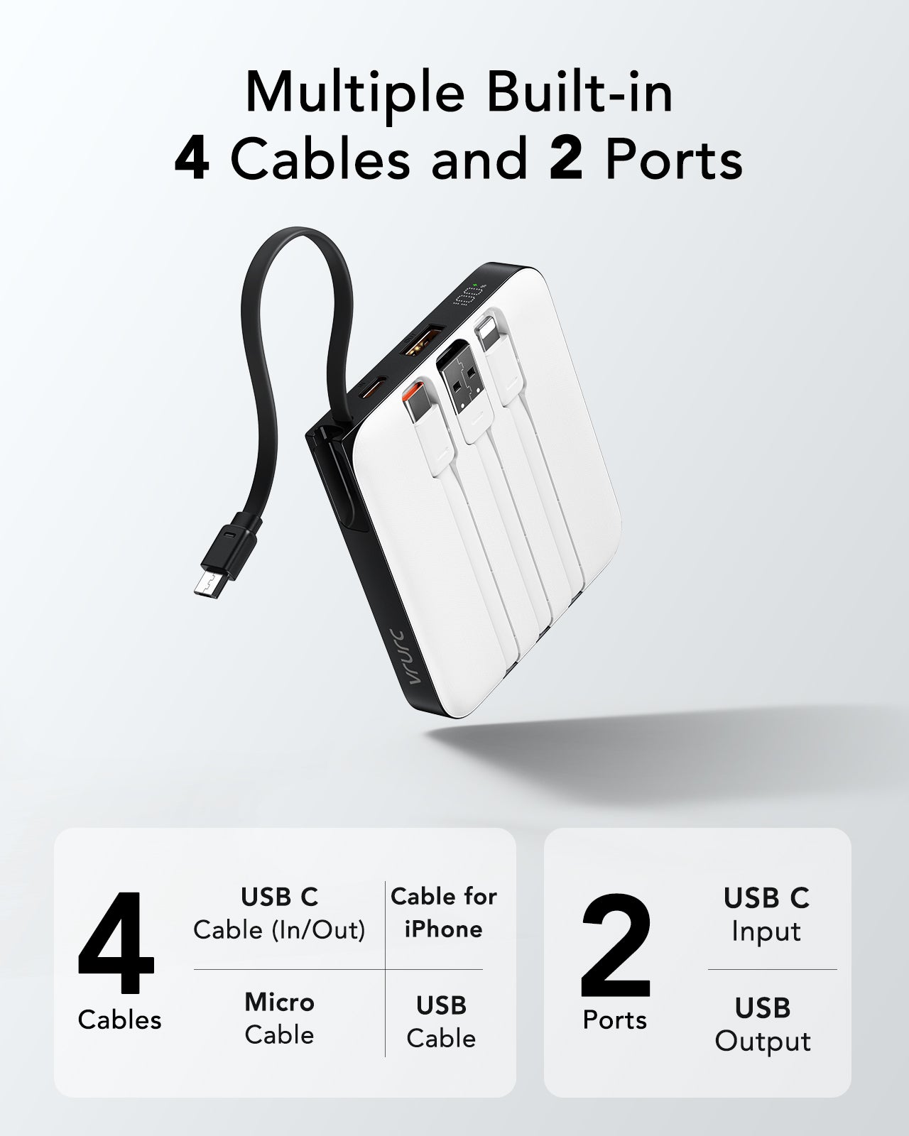 T1173 Multiple Built-in 4 Cables and 2 Ports