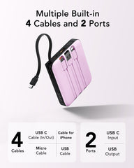 10,000mAh 22.5W 4 Built-in Cables Power Bank