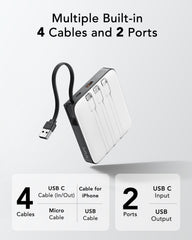 10,000mAh 22.5W 4 Built-in Cables Power Bank
