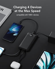 10,000mAh 4-Output/2-Input Built-in-Cable Power Bank