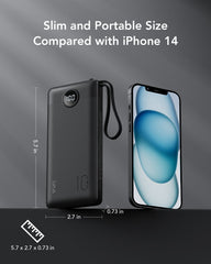 10,000mAh 4-Output/2-Input Built-in-Cable Power Bank