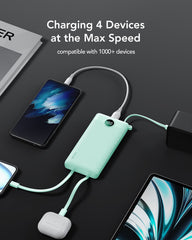 10,000mAh 4-Output/2-Input Built-in-Cable Power Bank