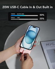 10,000mAh 4-Output/2-Input Built-in-Cable Power Bank