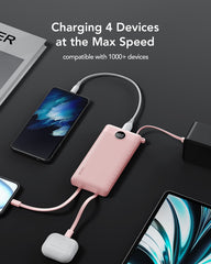 10,000mAh 4-Output/2-Input Built-in-Cable Power Bank