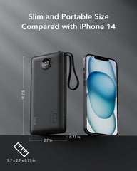 T17 Slim and Portable Size Compared with iPhone 14