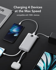10,000mAh 4-Output/2-Input Built-in-Cable Power Bank