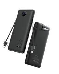 VRURC Slim Portable Charger 10000mAh with Wall Plug - Black