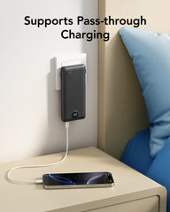 10,000mAh 22.5W Slim Power Bank, Built-in Cables & AC Plug
