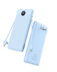 VRURC Slim Portable Charger 10000mAh with Wall Plug - Blue