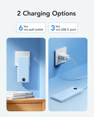 10,000mAh 22.5W Slim Power Bank, Built-in Cables & AC Plug